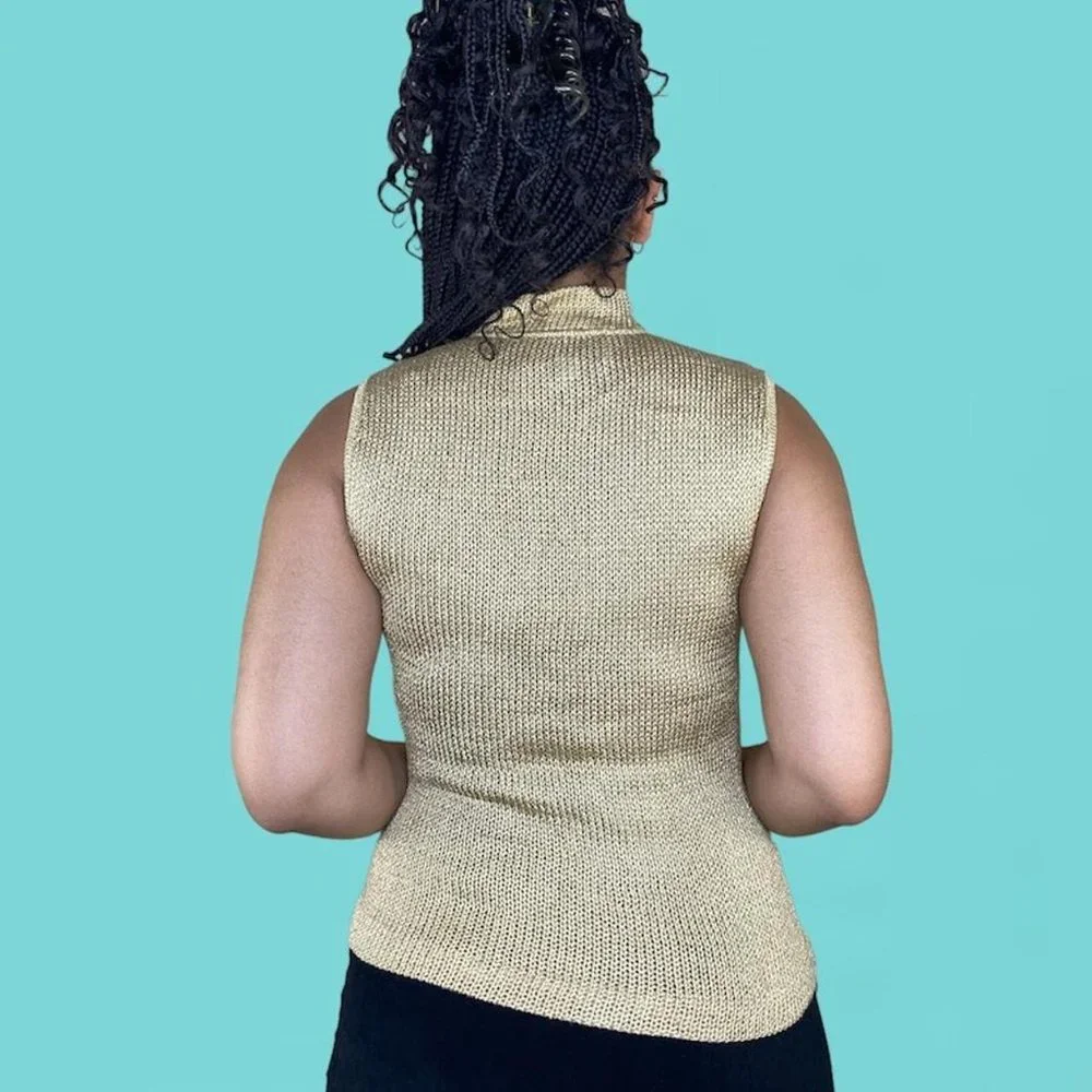 Vintage 80s/90s Sparkly Knit Turtleneck Vest - Picture 4 of 4
